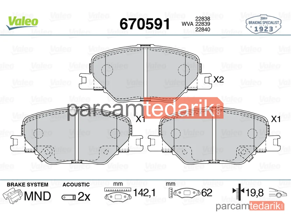 670591 | Fren Balatası — Opel Insignia B Grand Sport, Opel Insignia B